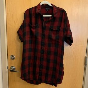 Madewell Collared Buffon Up Gingham Shift Dress